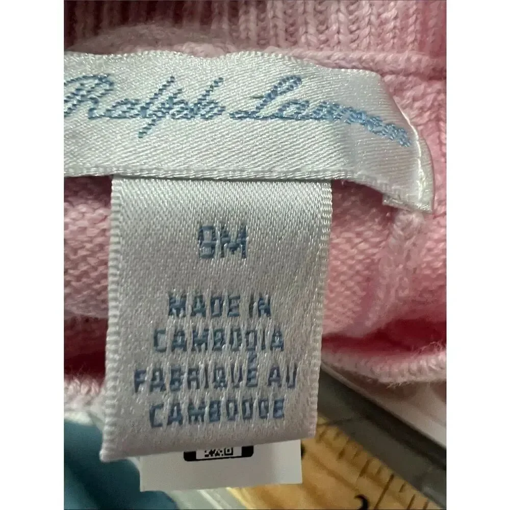 Ralph Lauren baby pink cotton cable cardigan sweater size 9 months